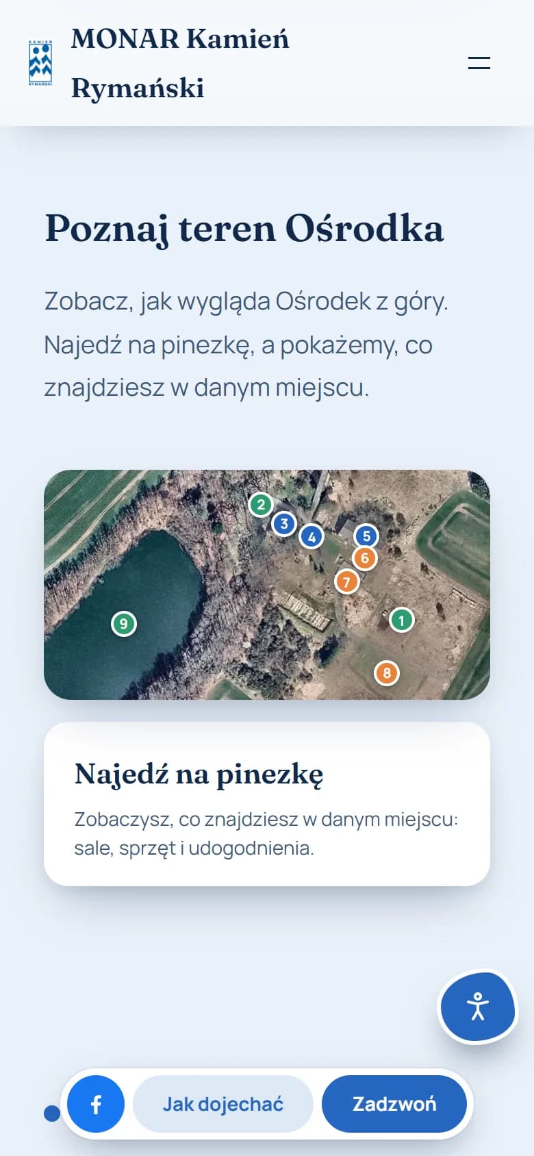 Mapa terenu ośrodka na telefonie
